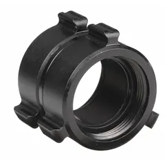 Straight aluminum swivel adapter for connecting fire hoses with NH threads to standpipes or hydrants with NPSH threads. Fitting size is 2-1/2 in x 2-1/2 in, compatible with 2-1/2 in pipe. Used in fire protection systems, municipal hydrants, and industrial emergency response setups.