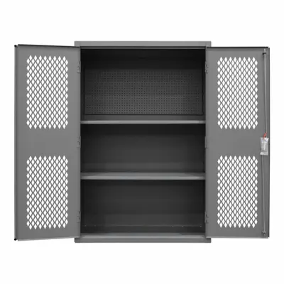 DURHAM MFG Industrial Ventilated Shelf Cabinet with Pegboard - Industrial Ventilated Shelf Cabinets with Pegboard