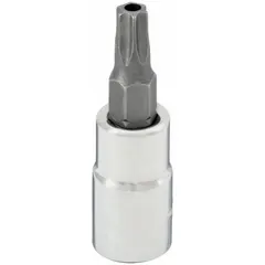This WESTWARD Security Torx Bit Socket features a T27 tip size with a fixed insert design for secure engagement with Torx security fasteners. It has a 1/4 in drive size and an overall length of 1 7/8 in. Suitable for use with standard ratchets and drivers in applications requiring tamper-resistant fasteners.