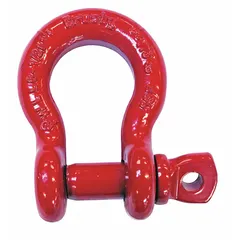 Anchor shackle for lifting applications, rated at 24,000 lb working load limit. Compatible with sling widths up to 3 1/4 in. Red body finish. Used to connect slings, chains, or rigging hardware in overhead lifting and material handling tasks.