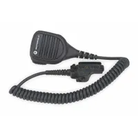MOTOROLA Speaker Microphone: Fits Motorola, 3.5 mm Jack, 6 ft Cord, Push To Talk, Windporting, IP55 (MPN PMMN4051B)