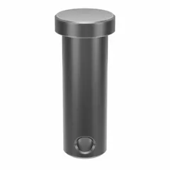 This standard clevis pin is made of steel with a plain finish. It has a 7/16 in diameter and a 1-1/4 in shank length. Supplied in a 10-pack, it is used as a non-threaded pivot point in mechanical linkages, such as in machinery and equipment assemblies.