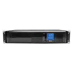 Single-phase line interactive UPS with 1.5 kVA power rating. Accepts 120 V AC input and provides selectable output voltages of 110 V, 115 V, or 120 V. Suitable for backup power and voltage regulation for servers, network equipment, and other critical electronics.