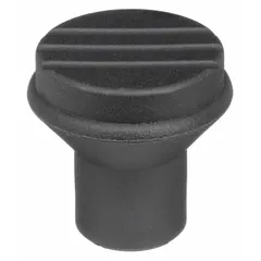 This pull knob features a 33 mm diameter plastic body with a stainless steel thread insert. It has a 5/16-18 thread size and 14 mm thread length. Used for manual adjustment, positioning, or pulling operations on industrial machinery and equipment.