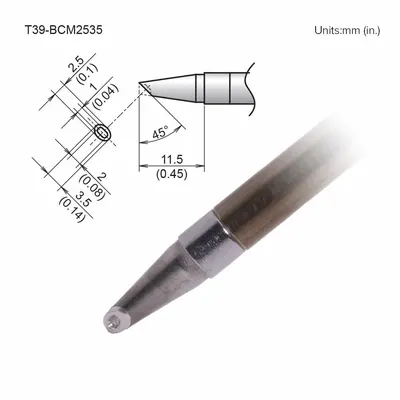 HAKKO T39-BCM2535 Indented Soldering Tip, Bevel, 3.5 mm Width, 11.5 mm Length - T39 Series Soldering Tips