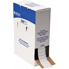 Vinyl wraparound label for permanent identification of wires from 10 AWG to 4 AWG. Black on white, 1 1/2 in x 1/2 in. Compatible with M611 printer series; requires M61-R6210 ribbon. Used for marking electrical wires and cables in industrial settings.