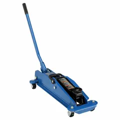 This manual-handle mechanical floor jack has a steel body and a 2.5-ton load capacity. It is used for lifting vehicles, machinery, and other heavy loads in automotive repair, industrial maintenance, and workshop settings.