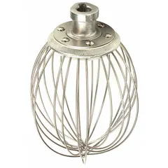 This stainless steel whip attachment is designed for use with HOBART A120 mixers. With a 12 qt capacity, it is suited for whipping cream, egg whites, and light batters in commercial kitchen environments.