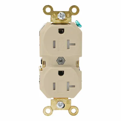 LEVITON Plugs and Receptacles: Duplex, 5-20, Ivory, 125V AC, 20 A, 2 Pole / 3 Wire (MPN 5362-SGI) - General Purpose Receptacles