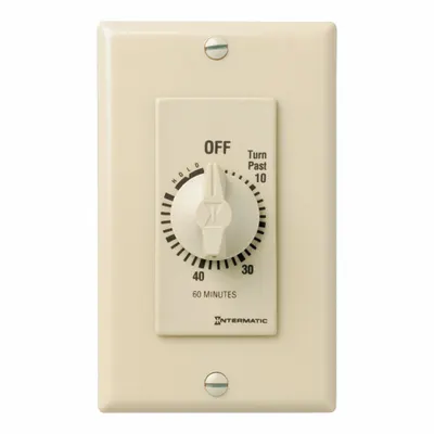 INTERMATIC Spring-Wound Timer: 1 hr Max, SPST, 277V AC, No Wall Plate Included - Spring-Wound Mechanical Timers without Wall Plates