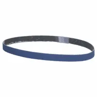 This NORTON BlueFire R887D sanding belt measures 1/2 in width by 18 in length, with 40 grit zirconia alumina abrasive on a Y weight polyester backing. Designed for high-performance grinding and finishing on all metals, it is suitable for aggressive material removal in metal fabrication, welding, and maintenance tasks