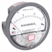 DWYER Differential Pressure Gauge: Back/Single-Side, 1/8 in NPT Female, 2000, 4 in Dial, IP67, IP67 (MPN 2015)