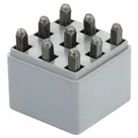 C.H. HANSON Hand Stamp Kit: 0 thru 9 (6 doubles as 9), 1/8 in Character Ht, 2 3/8 in Shank Lg, Steel (MPN 20541)