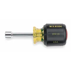 SAE standard nut driver with a straight, round shank and non-magnetized tip. The hollow shaft accommodates long threaded rods. Suitable for manual fastening of hex nuts and bolts in electrical and mechanical applications.
