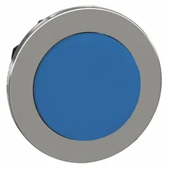This maintained-action push-button operator from the XB4 series features an extended-length metallic actuator in blue. Designed for 30 mm panel mounting, it provides sustained contact after actuation, suitable for start/stop or mode-select circuits in industrial control panels.