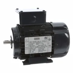 Totally enclosed fan-cooled (TEFC) motor with rigid base mount. 1/3 hp, 3430 RPM at 60 Hz, 230/460V AC, 1.1/0.55 A full load amps. Frame size 63. Suitable for pumps, fans, conveyors, and machine tools.