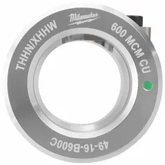 This stripping bushing is designed for use with MILWAUKEE tools 2435-20 and 2935-20. It accommodates copper THHN/XHHW wire up to 600 MCM maximum. Suitable for electrical wire stripping applications.