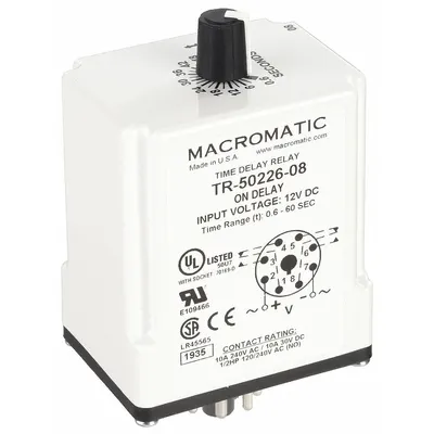 MACROMATIC Single Function Time Delay Relay: Socket Mounted, 240V AC, 10 A - Socket-Mounted Relays