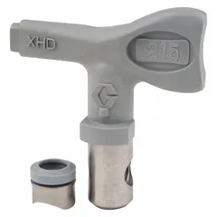 Airless spray gun tip with 0.015 in orifice size, designed for precise fluid application in industrial painting and coating operations. Compatible with XHF series guns and model XHD001. Gray finish.