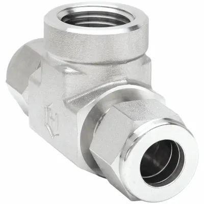 HAM-LET Let-Lok Double-Ferrule Compression Tee Fitting - Double-Ferrule Stainless Steel Fittings