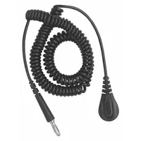 DESCO Coil Cord: Banana Plug/Date Coded/Relaxed Retraction Coil Cord, 20 ft Cord Lg, Snap, Coiled (MPN 09682)