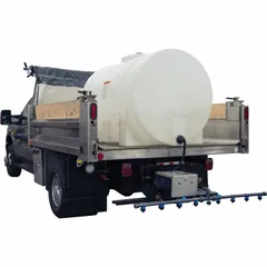 This skid-mount sprayer is designed for in-bed truck installation, with a 550-gallon tank capacity. It is suitable for agricultural and commercial spraying tasks such as crop spraying, weed control, and turf management. The unit operates without a PTO or engine, using a battery-powered pump system for quiet, emission-free operation.