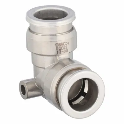 SMC Stainless Steel Push-to-Connect Elbow Fitting, 1/2 in OD x 1/2 in OD, Silver - Stainless Steel Tube Fittings