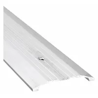This 4 ft aluminum saddle threshold features a fluted transition type. It is used to seal the gap under doors, reducing drafts, moisture, and debris entry in commercial or industrial doorways
