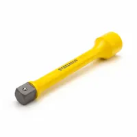 This torque limiting extension is constructed from alloy steel and features a yellow finish. It delivers a working torque of 475 ft-lb and is designed for use with impact wrenches. Commonly used in automotive and industrial applications to prevent over-tightening of fasteners