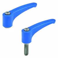 ELESA Adjustable Handle: Threaded Stud, 5005, Blue, Plastic, M8 Thread, 79 mm Lg, 63 mm Thread Lg (MPN 193683)