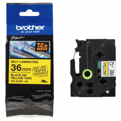 BROTHER Wraparound Label: 1 13/32 in x 1 13/32 in, 26 1/4 ft, Polyester - Brother Continuous Label Roll Cartridges