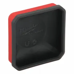 This magnetic bin attaches to ferromagnetic surfaces for organizing small metal parts, tools, or fasteners. Made of red plastic, it measures 4 inches wide by 2 inches high by 4 inches long. Integrates with the PACKOUT modular storage system for secure attachment and quick access on job sites or in workshops.