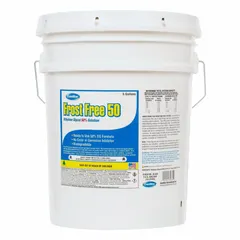 COMSTAR Frost Free 50 is a 50% concentration ethylene glycol heat transfer fluid supplied in a 5-gallon pail. The clear, non-food-safe formulation is intended for use as a freeze and burst protection medium in closed-loop HVAC, hydronic heating, and industrial cooling systems. Manufacturer part number 35-834.