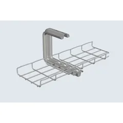 Steel C bracket with galvanized finish for supporting Cablofil 6 in width wire mesh tray. Provides a secure mounting point for cable management systems in electrical installations.