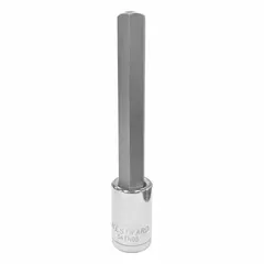 Hex bit socket with fixed insert design, featuring a 14 mm hex tip and 5 1/4 in overall length. Used for driving hex-head fasteners in assembly, maintenance, and repair tasks.