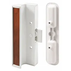 Recessed handle for sliding doors, measuring 7 1/4 in height and 2 1/8 in width. Designed for flush-mount installation on sliding doors to provide a compact locking solution. Suitable for use in industrial and commercial settings where space efficiency is required.