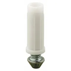 This hanging door pivot guide supports doors up to 25 lb, with a length of 1-3/4 in and width of 3-3/4 in. It is used to guide and stabilize light-duty doors in cabinets, enclosures, or small access panels. Sold individually.