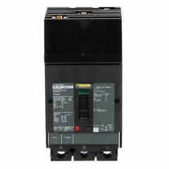 Molded case circuit breaker from the HG series, rated 70 A with a maximum AIR rating of 65kA at 240V AC. Features fixed instantaneous trip, lug terminals, and ABC phase connection. Includes a low amp trip setting of 800 A. Designed for use in I-Line panelboards for overcurrent protection in power distribution systems.