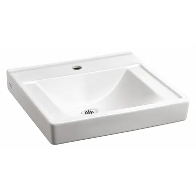AMERICAN STANDARD Bathroom Sink: Decorum, White, Vitreous China, 18 1/4 in Overall Lg - One-Station Wall-Mounted Bathroom Sinks without Faucets