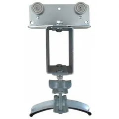 Steel trolley for festoon systems, designed for use with C-Rail track and round cable. Accommodates cable diameters from 0.95 in to 1.25 in. Features steel trolley wheels and an overall length of 5.79 in. Used in industrial cable management for cranes, hoists, and material handling systems.