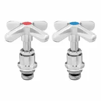 Cross faucet handle repair kit for Zurn AquaSpec® series. Made of zinc with a chrome finish. Suitable for hot and cold water applications. Kit includes stems for installation