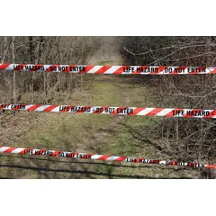 APPROVED VENDOR Life Hazard Do Not Enter Barricade Tape, 3 in x 1000 ft, Polyethylene, B3103W18-200