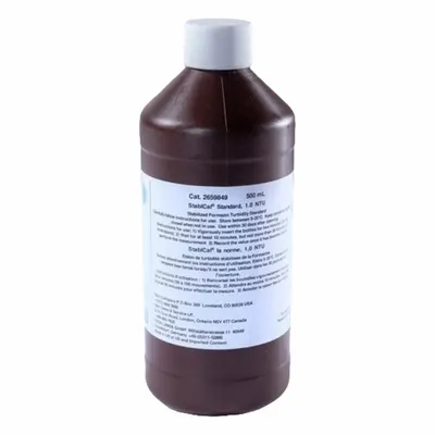 HACH Turbidity Standard: Lab, 500 mL Volume, 10 NTU, Bottle, 100-97-0, Std, 2659949 - Turbidity Standards