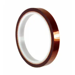 Polyimide film tape with silicone adhesive, amber color, 1 mil thickness, 1 inch width, 36 yard length per roll, supplied in a 9-pack. Designed for indoor use, it provides electrical insulation in high-temperature environments such as motors, transformers, and electronic assemblies.