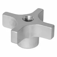 JW WINCO Quick Release Hand Knobs: 4 Point, Aluminum, 1/2"-13 Thread, 2.5 in Dia (MPN 8TFR3A)