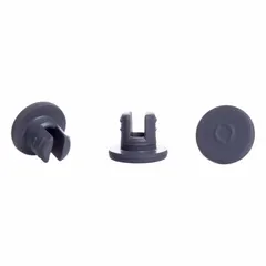 Gray bromobutyl stopper with 20 mm top diameter, 13.3 mm bottom diameter, and 12.6 mm overall height. Designed for sealing laboratory containers such as vials and flasks. Complies with EP 3.2.1 standards.