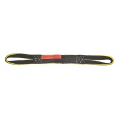 This 1-ply nylon web sling features a reverse-eye design for abrasion resistance. Sling length is 4 ft, width is 2 in, and eye length is 9 in. Suitable for overhead lifting and rigging where the sling contacts rough or sharp surfaces.