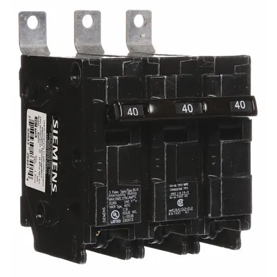 SIEMENS B340H BL Series Miniature Circuit Breaker, 40A, 240V AC, 3-Pole, Bolt-On - B Series, Bolt-On Siemens Miniature Circuit Breakers