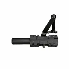This Grade 1 heavy duty door closer from the 2800 Series is suitable for interior or exterior use on commercial and industrial doors. It features a Regular arm, adjustable spring size 6, and supports Parallel, Standard, and Top Frame mounting. The black finish and ADA compliance make it appropriate for high-traffic openings requiring controlled closing.