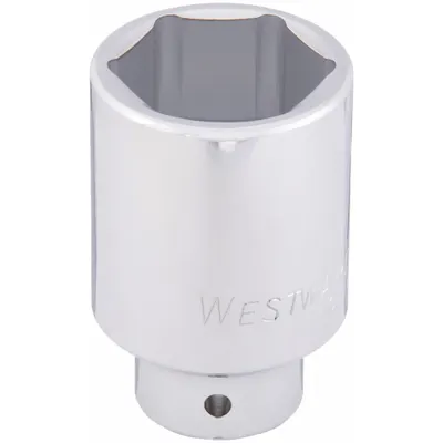 WESTWARD Socket: SAE, 3/4 in Drive Size, 2 1/16 in Socket Size, 6-Point, Deep, Chrome - 3/4" Drive Hand Sockets